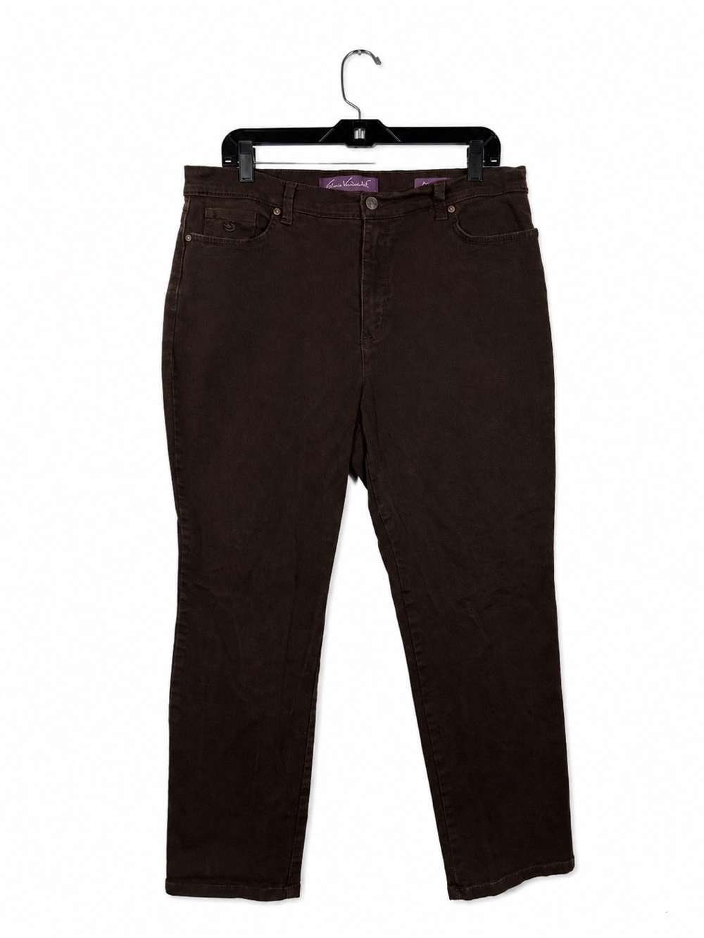 Gloria Vanderbilt Amanda Jeans Brown High Rise Straight Leg Size 16 Fall Casual